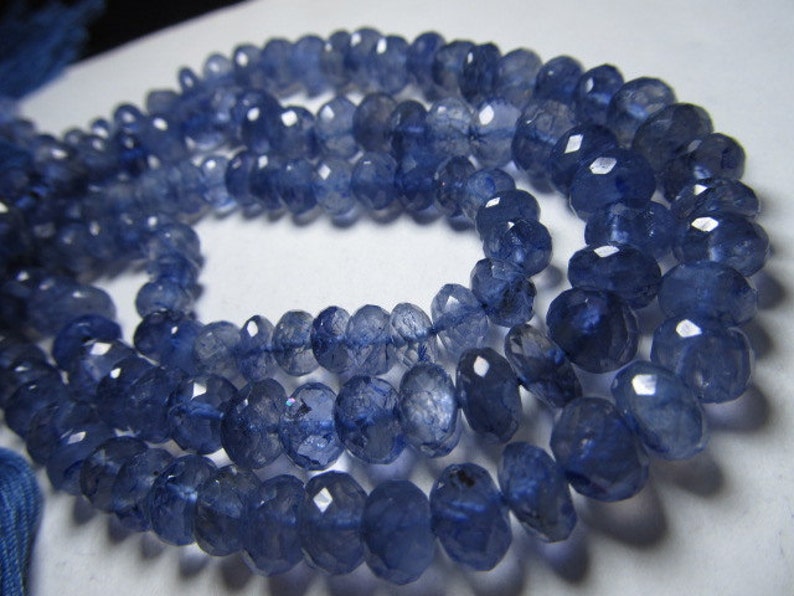 8 inches Long Strand Natural Deep Blue Colour Micro Cut Faceted Rondelle Beads Super sparkle huge size Beads size 7-8 mm approx Iolite