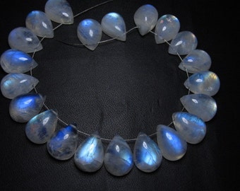 21 Pcs -  10x14 mm - AAA - high grade quality - Amazing Flashy Blue fire Rainbow moonstone Tear Drops Cabochon Briolett