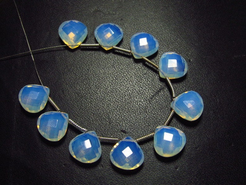 Opalite Quartz 5 Matched Pairs Brand New Faceted Heart Briolettes amazing Gorgeous sparkle Huge Size 10x10 mm