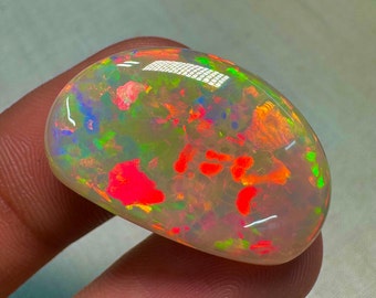 OPAL Welo Ethiopian - Rare Unique Pcs Best Quality -  Full Flash Galaxy Pin Fire - Fancy  Shape Cabochon  Size - 18x28 mm Height- 7.5