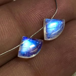 AAA Rainbow Moonstone Pair: Polished Teardrop Gemstones, Blue Fire (7.5x12 mm)