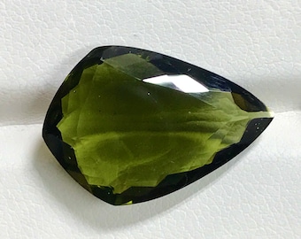 Moldavite -  Natural Green Color Fine Cut Faceted Stone High Quality 100 % Natural Genuine Stone Sparkle Cut size - 16x23mm Height 6mm