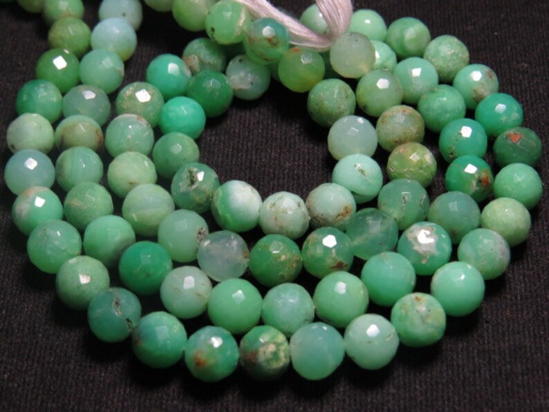 14 inches CHRYSOPHRASE Micro Faceted Round Balll Beads super Sparkle size 6 mm approx So Gorgeous Quality Natural Green