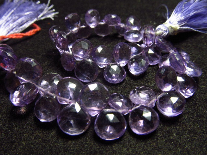 7-8 mm approx PINK AMETHYST Quality 8 inches Strand AAA Gorgeous Faceted Heart Briolett Huge size