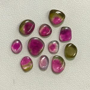 Watermelon Tourmaline Slices: Polished Gemstone Mix (4x6 - 6x7 mm, 11pcs)