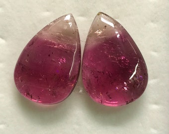 TOURMALINE - Perfect Matched Pair - So beautiful Natural Pink Color From Brazil -Nice Transparent perfect For Jewellery - size 15x22 mm