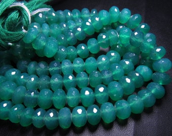 10 inches Truly Gorgeous High Quality Emarald Green Colour Green Onyx Super Sparkle Micro Faceted Rondell Beads Huge size 7 - 9mm