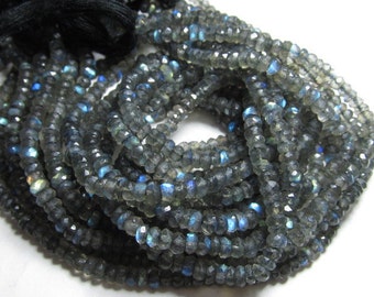 2 x 14 inches - AAA High Quality Gorgeous Full Flashy Fire Labradorite Super Sparle Micro Faceted Rondell Beads size 3 mm approx