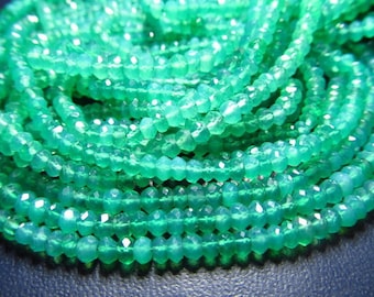 14 inches -- Very Very Finest -- WHOLESALE PRICE -- Green Onyx Faceted Rondelles - Size 3.5mm Approx - Superb Quality