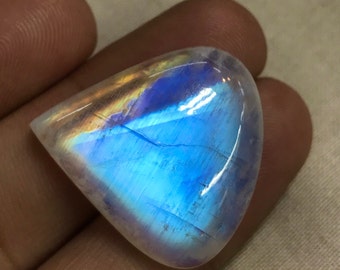 Rainbow Moonstone - So Gorgeous Amazing High Quality - Cabochon - Full Flash Strong Blue Mix Flash Fire Huge size - 26x27 mm