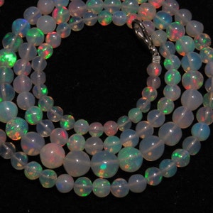 Welo Ethiopian Opal 22 Inches High Quality Smooth Polished Round Ball Beads Full Color Full Flashy Fire size 4 7 mm approx image 2