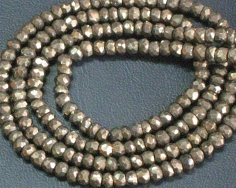 14 inches Super Fine So Sparkle Gorgeous Quality PYRITE Micro Faceted Beads Size 4 mm Great Quality