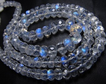 16 inches Truly Amazing AAAAA - High Quality Rainbow Moonstone Micro Faceted Rondell Beads Huge size 6 - 3 mm Full Flashy and Nice clear