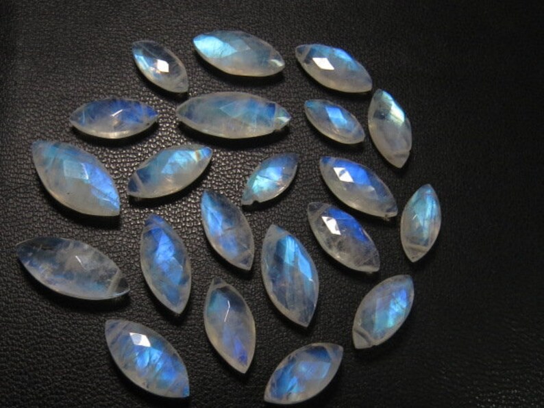 Rainbow Moonstone 21 pcs DRILLED High Quality Amazing Blue Fire Faceted Marquise Briolettes Drilled size AAAA 5x10-6x15 mm