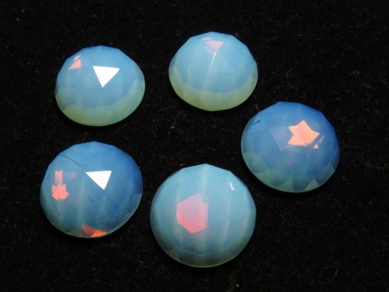 10 pcs QUARTZ Men Made Stone Opalite White Color So Gorgeous Nice Color Super Sparkle Rose Cut Cabochon size 16x16 mm