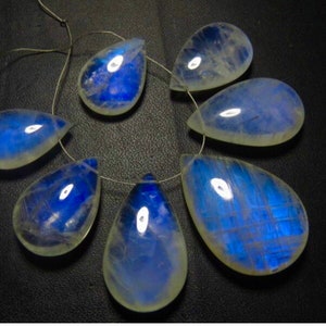 Rainbow MOONSTONE AAAA High Quality So Gorgeous Blue Fire Smooth Polished Pear Briolettes Huge size 13x22 17x32 mm 7 pcs image 5