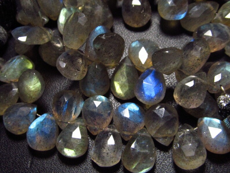 Faceted Pear Briolettes So Gorgeous Full Flashy Fire size 10-12 mm Long approx AAA High Quality  LABRADORITE 5x 8 inches Full Strand