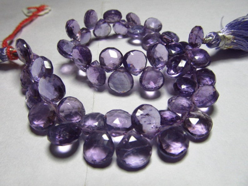7-8 mm approx PINK AMETHYST Quality 8 inches Strand AAA Gorgeous Faceted Heart Briolett Huge size