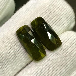Green Tourmaline Rose Cut Pair – Natural Gemstone ( 7x17 mm)