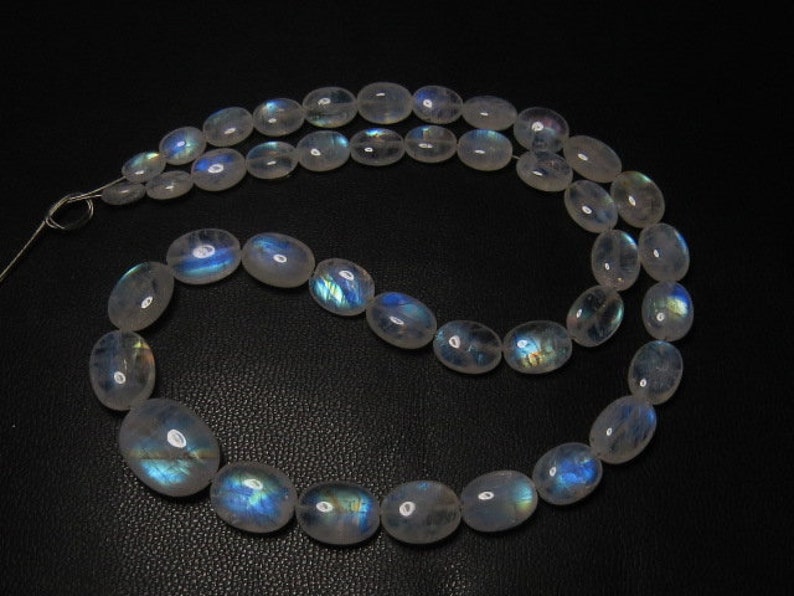 AAAA Awesome High Quality So Gorgeous Rainbow MOONSTONE 14 Inches 6-13 mm Smooth Oval Briolett Blue Fire size