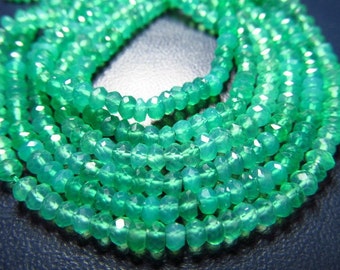 14 Inches AAA High Quality  So Gorgeous  Emarald Green  Colour  Green Onyx  Micro Faceted  Rondell Beads size 4mm