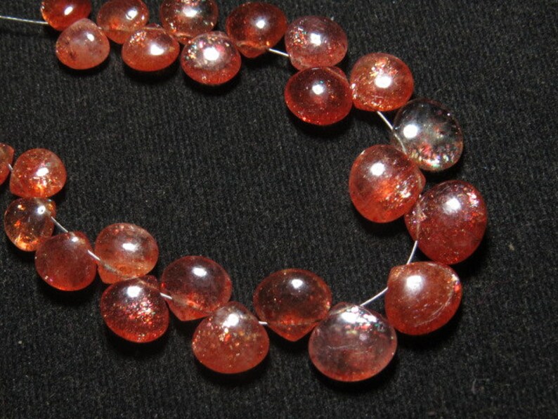 High Quality So Gorgeous Smooth Polished Heart Shape Briolettes Amazing Strong Full Flash Fire size 7-10 mm 25 pcs SUNSTONE AAAAA