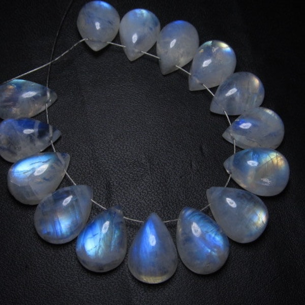 15 Pcs -  10x14 mm - AAA - high grade quality - Amazing Flashy Blue fire Rainbow moonstone Tear Drops Cabochon Briolett