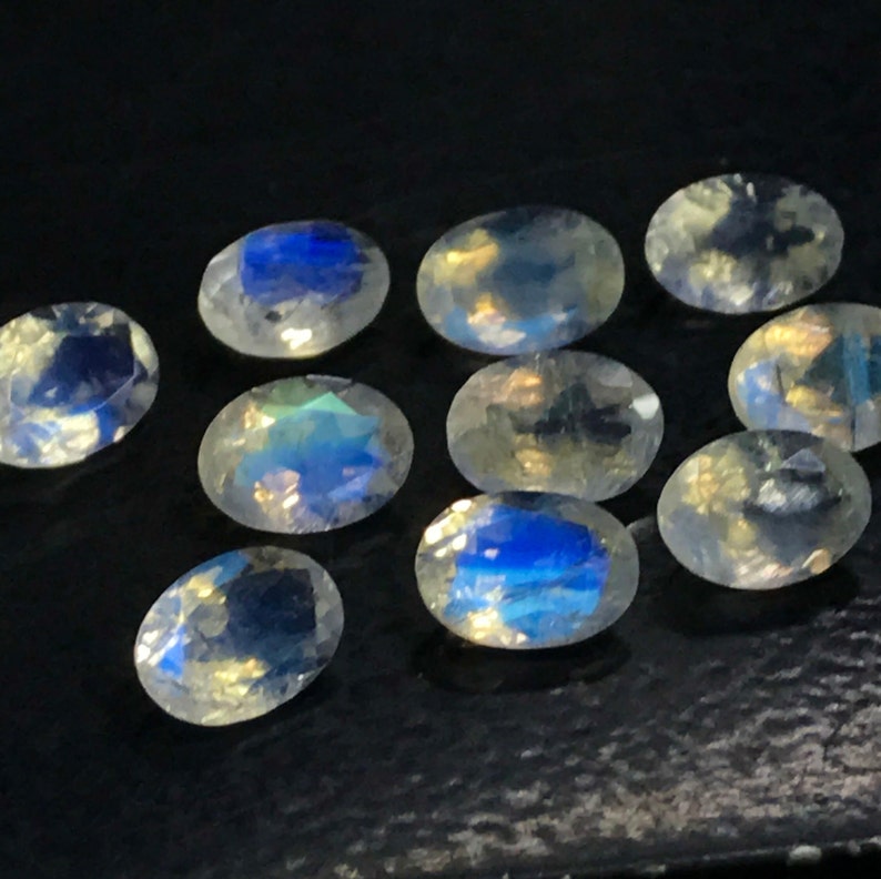 5x7 mm AAA High Quality Gorgeous Rainbow MOONSTONE Oval Cut Squar Stone Super Sparkle Full Flashy Fire Every pcs 10 pcs image 1