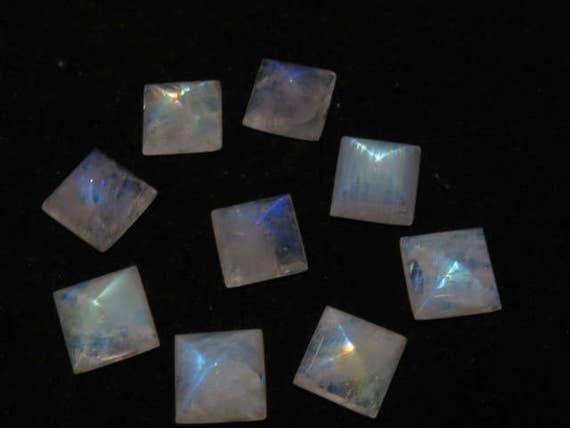AAA Quality 10 Pieces Rainbow Moonstone 11X11 mm Square cabochons Loose Gemstone 