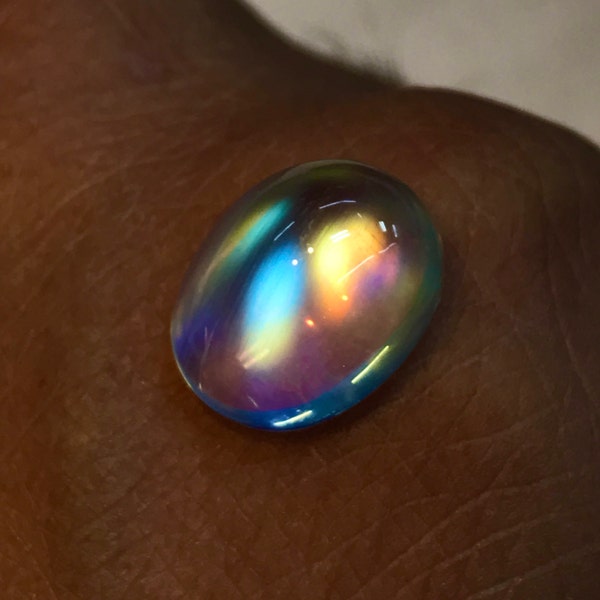Rainbow Moonstone Unbelievable Awesome Top Grade High Quality Amazing Flash Fire Eye Clean Rare collection - Size - 9.5x12 mm  Height - 6 mm