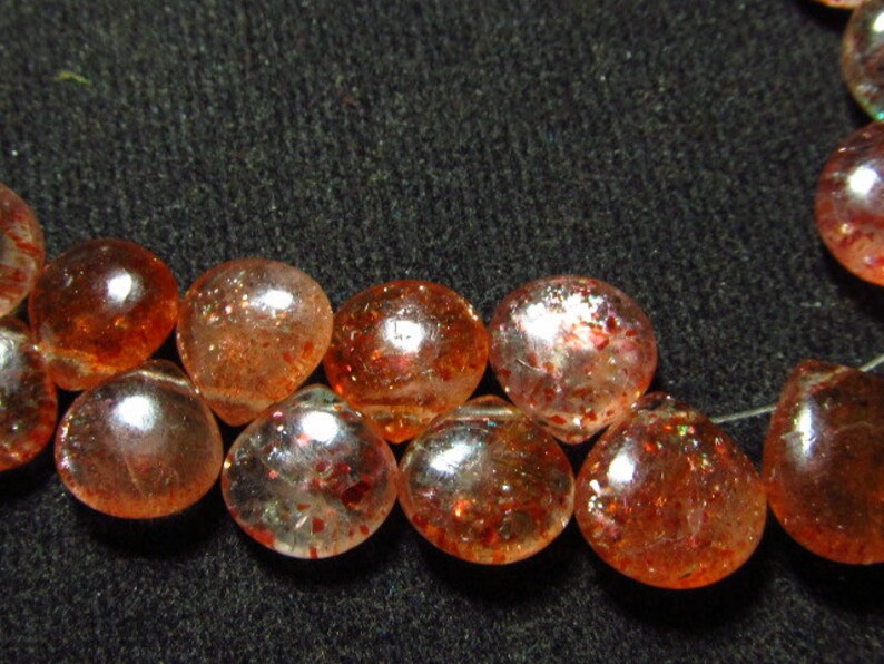 High Quality So Gorgeous Smooth Polished Heart Shape Briolettes Amazing Strong Full Flash Fire size 7-10 mm 25 pcs SUNSTONE AAAAA