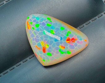 OPAL Welo Ethiopian - Rare Unique Pcs Best Quality -  Full Flash Galaxy Pin Fire - Fancy  Shape Cabochon  Size -20x 27.5 mm Height- 12