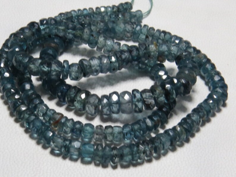 16 inches Long High Quality Natural Green Color Micro Faceted Rondelle Beads super sparkle size 3-5.5 mm Kyanite Green AAA