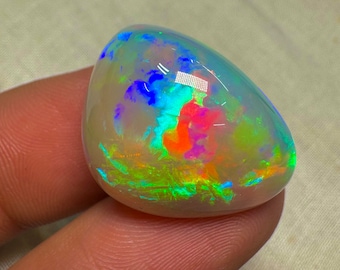 OPAL Welo Ethiopian - Rare Unique Pcs Best Quality -  Full Flash Galaxy Pin Fire - Fancy  Shape Cabochon  Size - 17x23 mm Height- 14