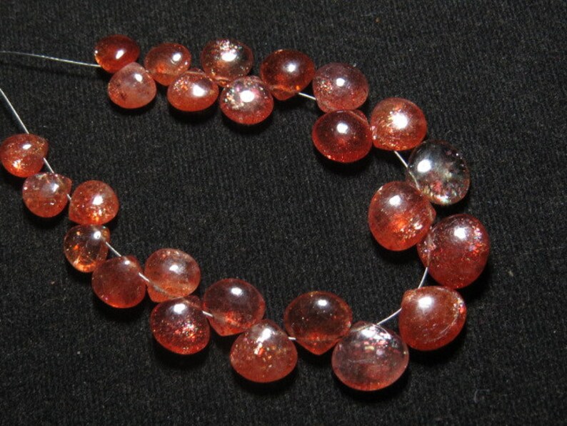 High Quality So Gorgeous Smooth Polished Heart Shape Briolettes Amazing Strong Full Flash Fire size 7-10 mm 25 pcs SUNSTONE AAAAA