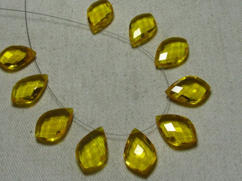 12x18 mm 4 Matched Pair Fancy Dew Drops Briolett Super Sparkle Huge size AAAA High Quality Gorgeous Citrine QUARTZ