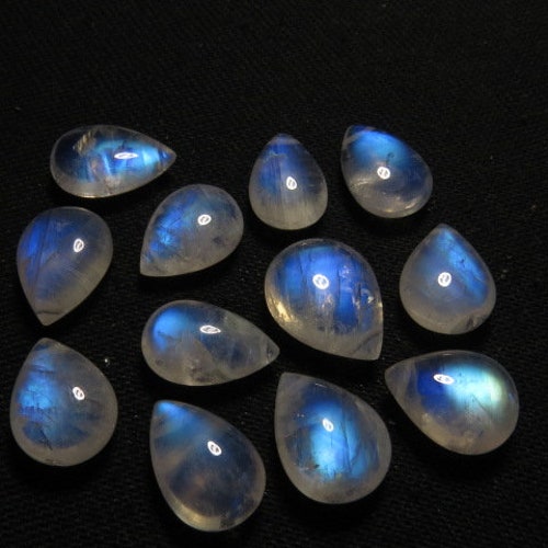 Rainbow Moonstone - AAAA - High Quality Smooth Pear shape Briolett - Gorgeous Blue Fire - size - 10x13.5 2024 - 12x15.5 mm - 12 Pcs DRILLED