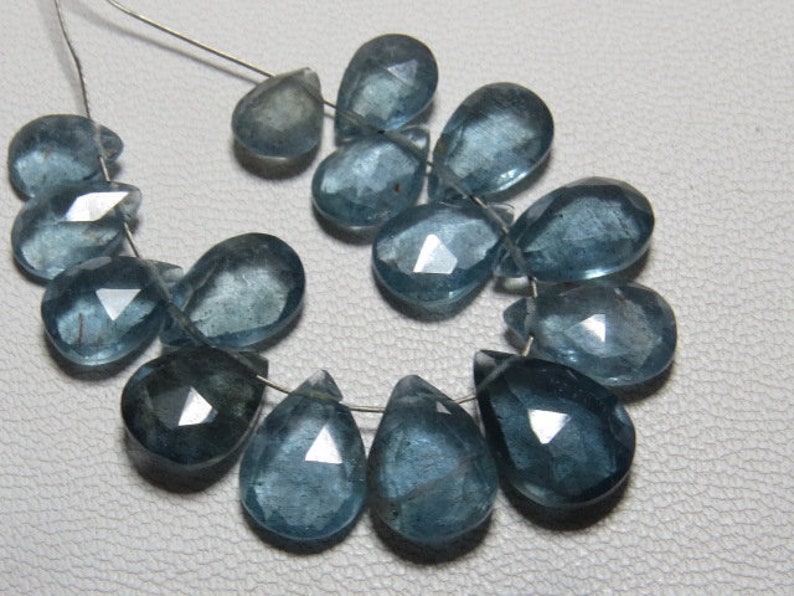 Size Truly Awesome Amazing Quality AAAA 15 pcs Moss AQUAMARINE 7-11 mm Long Approx 18.45 cts Faceted Pear Briolett