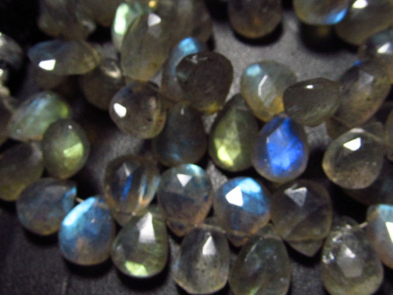Faceted Pear Briolettes So Gorgeous Full Flashy Fire size 10-12 mm Long approx AAA High Quality LABRADORITE 5x 8 inches Full Strand