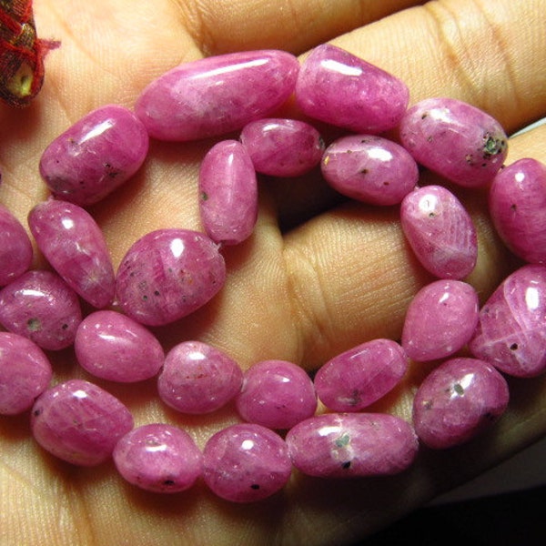 14 Inches -So Gorgeous Natural Ruby Beautifull pink Colour Smooth Polished Nuggest Huge size 14 - 6 mm great quality