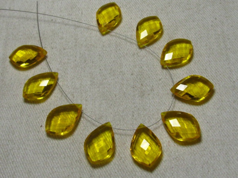 12x18 mm 4 Matched Pair Fancy Dew Drops Briolett Super Sparkle Huge size AAAA High Quality Gorgeous Citrine QUARTZ