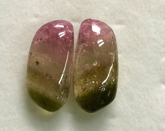 TOURMALINE - Perfect Matched Pair - So beautiful Natural Pink Bio Color From Brazil -Nice Transparent perfect For Jewellery - size 8x18 mm