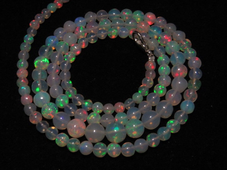 Welo Ethiopian Opal 22 Inches High Quality Smooth Polished Round Ball Beads Full Color Full Flashy Fire size 4 7 mm approx image 1