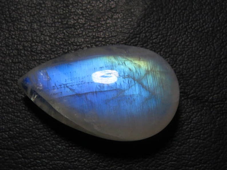 18x30 mm Drilled Full Flashy Blue Fire Huge Size AAA High Quality Rainbow Moonstone Smooth Pear Briolett Focal
