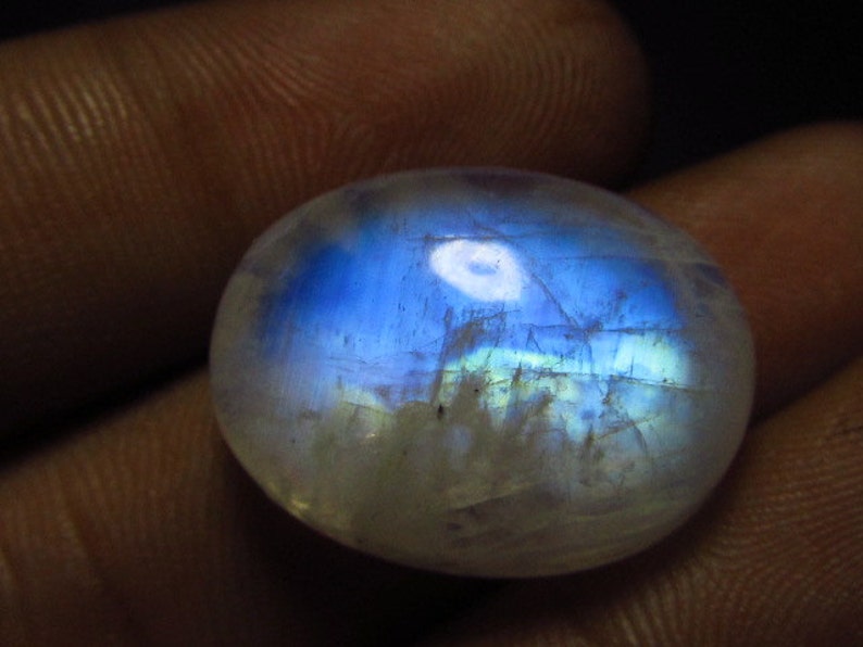16x21 mm Huge Size High Quality Gorgeous Blue Fire Strong Flash Oval shape Cabochon Rainbow Moonstone