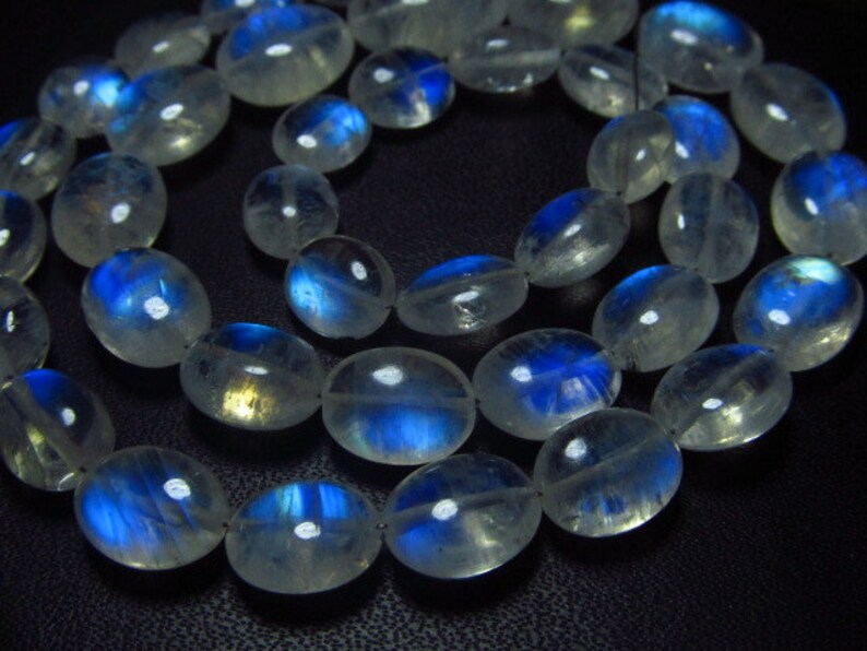 Smooth Oval Briolett Rainbow Blue Fire huge size 6.5x9-10.5x14 mm 39 pcs AAAA Rainbow MOONSTONE High Quality So Gorgeous Awesome