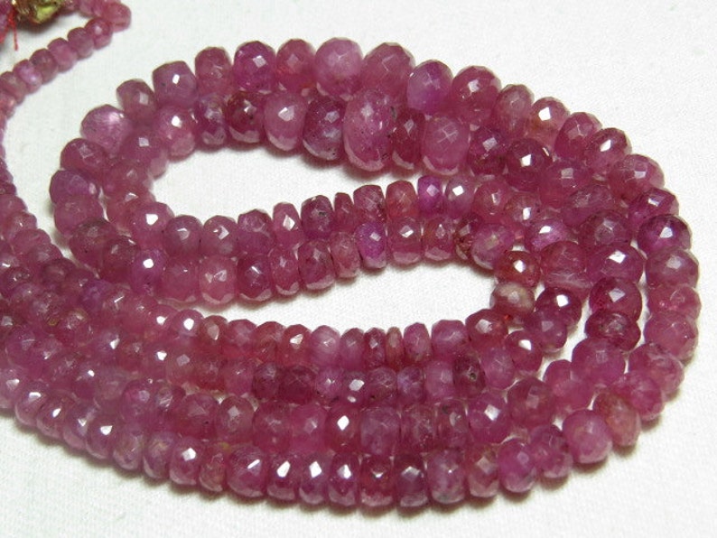 Micro Faceted Rondelle Beads RUBY size 17 Inches Necklace RED Natural Color 309 Ctw So Gorgeous 3-9.5 mm 2 strand