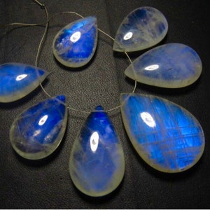 Rainbow MOONSTONE AAAA High Quality So Gorgeous Blue Fire Smooth Polished Pear Briolettes Huge size 13x22 17x32 mm 7 pcs image 2