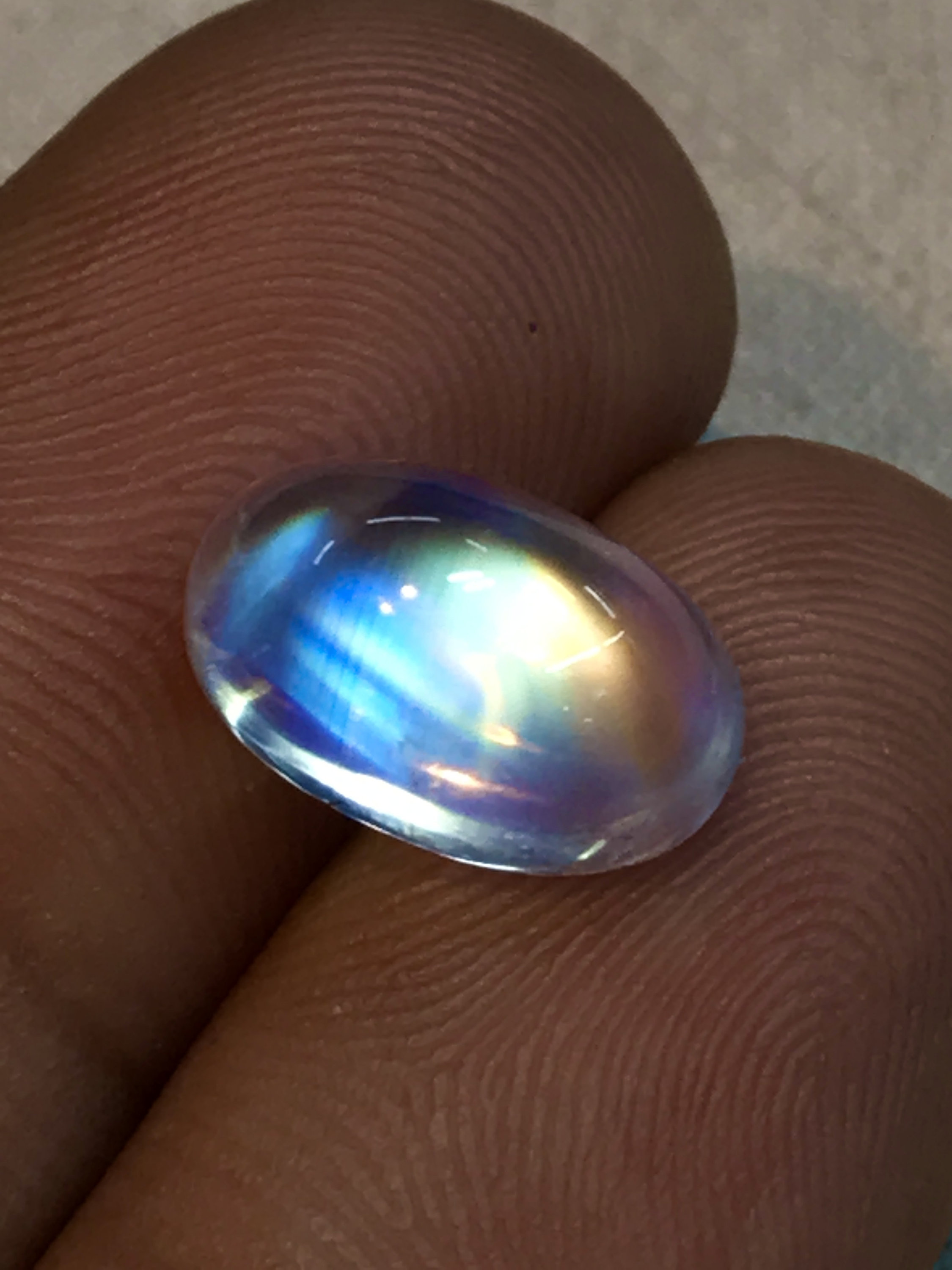 AAAAAA Rainbow Moonstone Cabochon: Rare Quality Gemstone (7x11.5