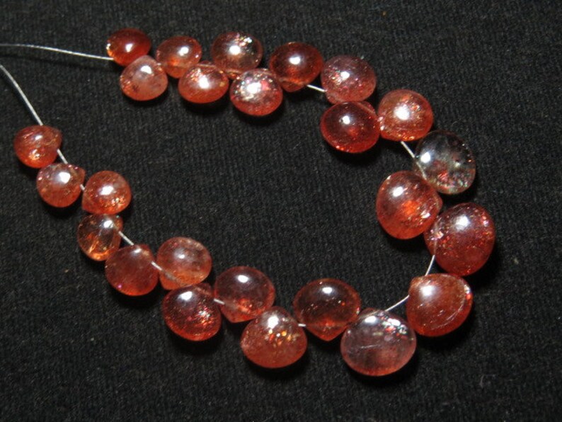 High Quality So Gorgeous Smooth Polished Heart Shape Briolettes Amazing Strong Full Flash Fire size 7-10 mm 25 pcs SUNSTONE AAAAA